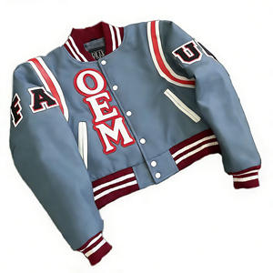 Chaqueta Varsity de PU para Hombre, Estilo Hip Hop, con Letras Bordadas en la Parte Delantera, Cuello Alto, Corte Regular, Ropa de Invierno de Lana - Product Image 1