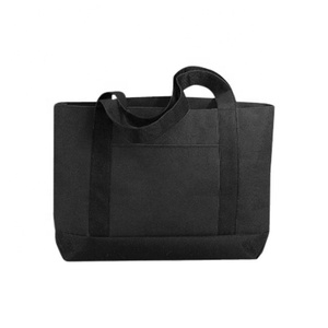 Toile efficace grande capacité solide noir brodé impression personnalisable GOTS fleur Portable une épaule Shopping Totes - Product Image 1