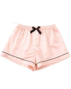 Conjunto de Pijama de Satén Color Durazno Claro Personalizado para Mujer, Manga Corta, con Botones, Estilo Seda, Dos Piezas, Ropa de Dormir, Pantalones Cortos - Product Image 2