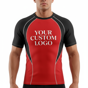 Wholesale Factory <b>Custom</b> logo Men Short Sleeve Quick Dry <b>Compression</b> <b>Shirts</b> Rash Guard Fitness Surfing Beach Rashguard MMA - Product Image 5