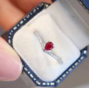 Bague Classique en Argent 925 avec Moissanite Goutte d'Eau Rouge Sang de Pigeon Plaqué Or Rose Sertie à Griffes Tendance pour Femme, Fiançailles et Mariage - Product Image 6