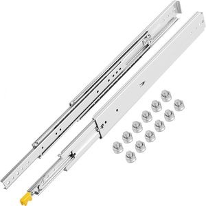 Guide per cassetti con blocco a scomparsa da 24 pollici, capacità di carico 500 libbre, estensione completa, 1 paio, montaggio laterale - Product Image 1
