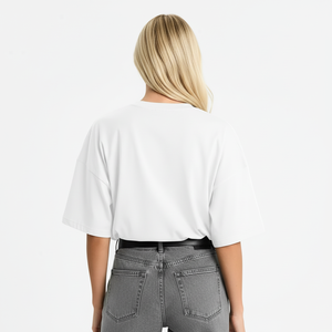 T-shirts pour femmes en coton 100% en gros, vêtements décontractés d'été, 220 grammes, manches courtes, col rond, t-shirt écologique pour femmes, appliques - Product Image 6