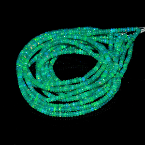 Perles de rondelle lisses d'opale éthiopienne verte 3-5mm perles d'opale de feu naturelle pour la fabrication de bijoux - Product Image 1