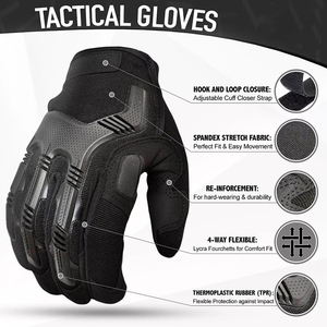 Gants tactiques en cuir pour l'entraînement en salle de sport, les activités de plein air, la randonnée, la chasse et les sports – Meilleures ventes, gants à doigts complets - Product Image 2