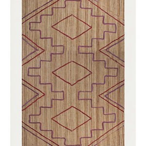Southwestern Tribal Jute Area <b>Rug</b> Beige Purple Jute <b>Rug</b> Geometric Jute Carpet <b>Boho</b> Native Pattern Living Room Bedroom Decor <b>Rug</b> - Product Image 2