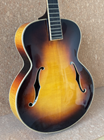Guitare semi-finie artisanale à corps creux de 16 pouces avec table arquée, pièces personnalisables, en érable, épicéa, ébène et yunzhi sculptés