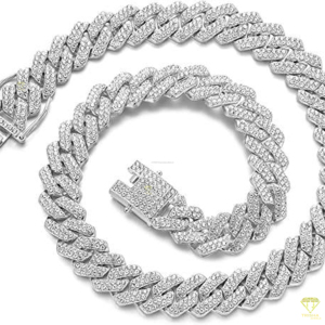 Men 925 Sterling Silver <b>Iced</b> Out Cuban Link <b>Chain</b> VVS Moissanite Diamond Necklace Hip Hop Bling Jewelry - Product Image 3