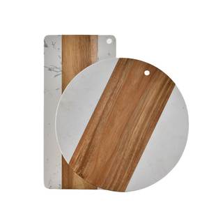 Planche à découper personnalisée en bois d'acacia et marbre avec poignée, bloc de découpe personnalisable gravé au laser - Product Image 2
