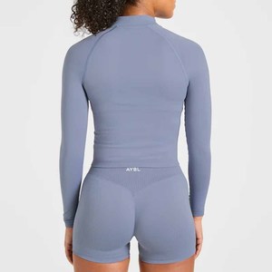 OEM ODM <b>Women's</b> Slim Fit Full Sports Wear Yoga Gym Fitness Long Sleeve Yoga Suit for <b>Woman</b> Gym Wear Workout Zipper Jacket - Product Image 4