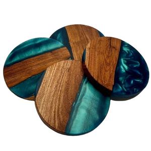 Vente en gros de sous-verres ronds personnalisés pour boissons au thé sous-verres en bois et en résine époxy sous-verres en bois de marbre Ensemble de tapis de bureau - Product Image 1