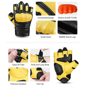 Guantes de Motocicleta sin Dedos de Cuero, Protección Completa, Antideslizantes, Acolchados, para Ciclismo, Gimnasio, Diseño Personalizado - Product Image 1