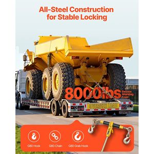 Set di tenditori a cricchetto con catene G80 da 5/16 x 12,8 piedi, capacità di carico 8000 libbre, nuovi tenditori a cricchetto a D - Product Image 2