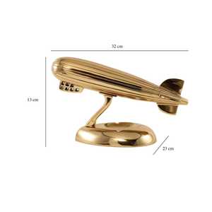 Sculpture d'airship Art Déco L 15,88 x L 1,91 x H 6,35 cm, 32 cm, plaqué or, décoration de table, figurine d'art pour salon - Product Image 3