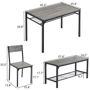 Set da 4 Pezzi Regolabile per Cucina e Bar, Tavolo in PU con 2 Sedie e Panca, Ideale per Spazi Piccoli - Product Image 3