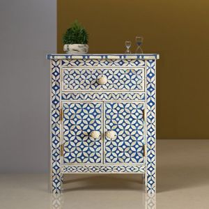 Cajonera Lateral Minimalista con Incrustaciones de Hueso, Mueble Moderno con Mosaico, Hecho a Mano, Muebles de Dormitorio, Solución de Almacenamiento Interior Elegante - Product Image 1