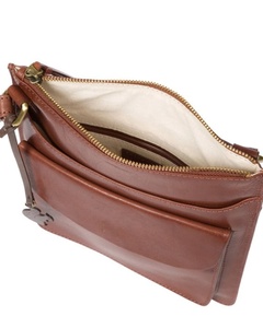 Vintage Brown Leather Crossbody Chest Bag With Front Flap Pocket Adjustable Strap Wholesale Top Quality Manufacturer Supplier - Product Image 3