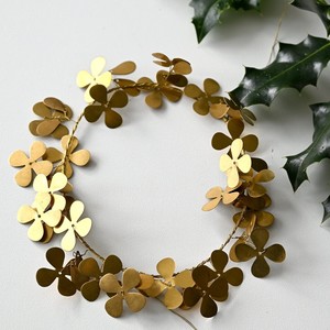 Charming Gold Wreath Beautifully Crafted With A Slender Wire Frame Adorned With Delicate Four Petal Metallic Hydrangea Blossoms - Product Image 3