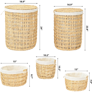 Cesta de Almacenamiento Hecha a Mano de Jacinto de Agua Natural, Organizador Tejido a Mano para Ropa, Juguetes, Decoración del Hogar, Vietnam - Product Image 6