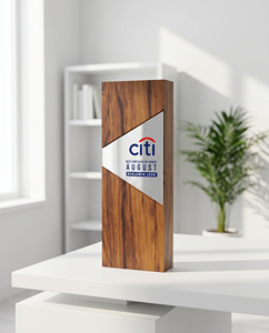 Artful Custom Acrylic with Wooden <b>Trophy</b> Award Cheap High Quality Color Printing Logo Shield Plates Best Selling Business - Product Image 1