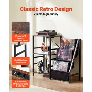 Espositore per Dischi in Vinile a 3 Livelli con Stazione di Ricarica e Porte USB per 200 Album - Product Image 5