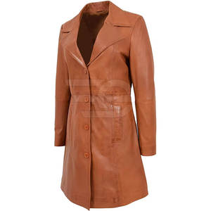 Abrigo largo de cuero premium para mujer, elegante abrigo de invierno para uso casual y formal, personalizado. - Product Image 4