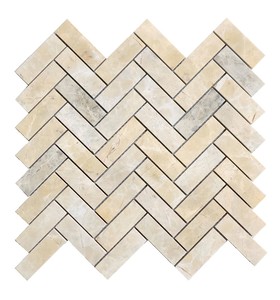 Lemon Yellow Herringbone Pattern Marble <b>Mosaic</b> Tile Polished 8mm Thick Modern Interior Wall Bathroom Water Resistant - Product Image 1