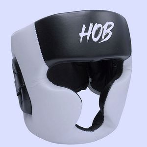 Protector de Cabeza para Boxeo HOB, Cuero PU, Negro y Blanco, Casco Protector Facial Completo, Unisex, Equipo Deportivo para Adultos - Product Image 1