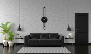 Horloge murale moderne en métal noir, design minimaliste vertical, horloge décorative pour salon, bureau à domicile, chambre à coucher, contemporaine - Product Image 5