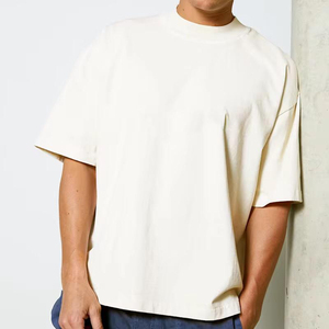 T-shirt décontracté à manches courtes et col rond pour homme grande taille, couleur unie, en jersey de coton, design uni - Product Image 3