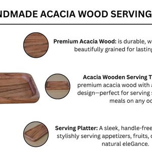 Bandeja de Servir Moderna, Personalizable, Hecha a Mano, Ecológica, de Madera Maciza de Acacia, para Café, Té, Desayuno, Merienda, Decoración Otomana - Product Image 2