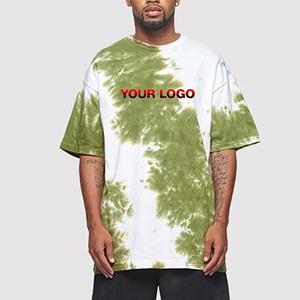 T-shirt en coton surdimensionné à manches courtes pour homme, vert et blanc, style décontracté, col rond, avec logo sur le devant, T-shirt surdimensionné - Product Image 6