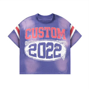 Camiseta de manga corta oversize para hombre con estampado tie-dye, letras y rayas, cuello redondo, estilo streetwear. - Product Image 2