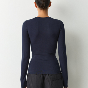 Haut de sport premium pour femme à manches longues, respirant, séchage rapide, pour entraînement, course, yoga, gym, vêtements de sport, logo personnalisé, OEM - Product Image 2