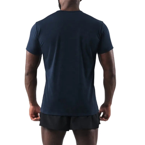 Camiseta de Manga Corta para Hombre, Color Azul Marino, Cuello Redondo, Estilo Holgado, Lavado Ácido, Secado Rápido, 100% Algodón, Estilo Casual - Product Image 2