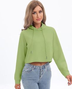 <b>Bulk</b> Custom Women Hooded Crop Top Trendy Street Style Sweatshirt Supplier - Product Image 1