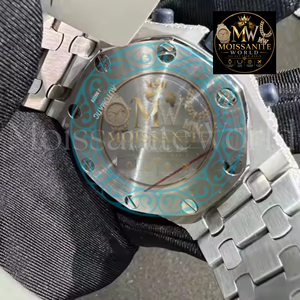 Reloj Cronógrafo de Diamantes de Lujo para Hombre, Caja de Plata de Ley de 42 mm, Movimiento de Cuarzo Analógico, Cierre Plegable - Product Image 2