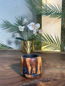Porte-encens décoratif artisanal de luxe en résine époxy et bois dur Forest River pour bâtonnets d'encens, cônes, méditation - Product Image 3