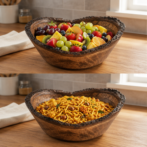 Bol de service en bois fait main, durable et écologique, assiette en bois poli en forme de cœur pour la décoration de table de fête à la maison - Product Image 4