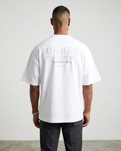 เสื้อยืดโอเวอร์ไซส์สีดำสำหรับผู้ชาย แขนสั้น คอกลม ผ้าถักลำลอง 100% ผ้าฝ้ายเนื้อนุ่ม พิมพ์ลายตัวอักษรด้านหน้า ลาย Believe Cross - Product Image 1