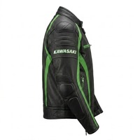 Veste en cuir Kawasaki Ninja pour homme, couleur verte personnalisée, 100% cuir de vachette