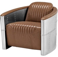 Fauteuil d'aviateur de style industriel vintage, fauteuil d'appoint en cuir tufté pour ferme, salon, appartement ou hôtel