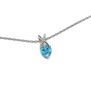 จี้รูปหัวใจอินฟินิตี้เงินแท้ฮอลล์มาร์คประดับเพชรและมุก - Product Image 3