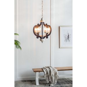 Illuminazione a ciondolo in legno naturale a 6 luci per cucina soggiorno sala da pranzo lampadario in legno lampadina non inclusa - Product Image 3