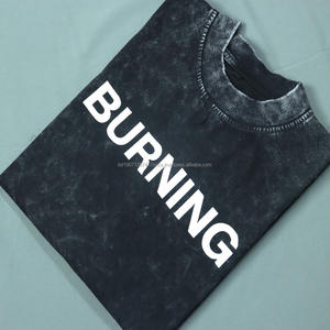 Camisetas de hombre de corte holgado, estilo vintage, con estampado batik, lavado a la piedra y efecto ácido, bordado a máquina, de tejido grueso, en stock. - Product Image 6