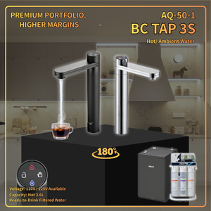 Dispensador de agua caliente y ambiental AQUATEK BC TAP 3S para debajo del fregadero, de acero inoxidable 316L, con capacidad de 3.6L para hotel/hogar con sistema de ósmosis inversa (AQ-50-1) - Product Image 1