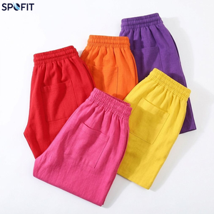 Cotton Sweatpants Elastic Waist Casual <b>Joggers</b> With Side Pockets <b>Lightweight</b> Breathable Spring Wear - Product Image 3