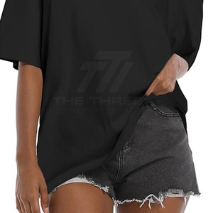 Camisetas Extra Grandes de Estilo Urbano Moderno y Elegante para Mujer, Hombros Caídos, Ecológicas, Transpirables, 100% Algodón, Secado Rápido, Holgadas, para Verano - Product Image 6