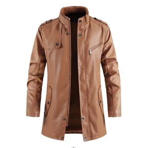 Veste en cuir polaire épais d'hiver pour hommes manteau d'extérieur long imperméable caractéristique mode décontracté Vintage vêtements en stock disponible - Product Image 3