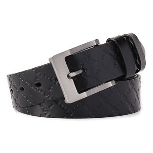 Ceinture en cuir de vachette écologique vintage pour homme avec boucle à bascule en cuivre, largeur 3,8 cm, design logo - Product Image 3